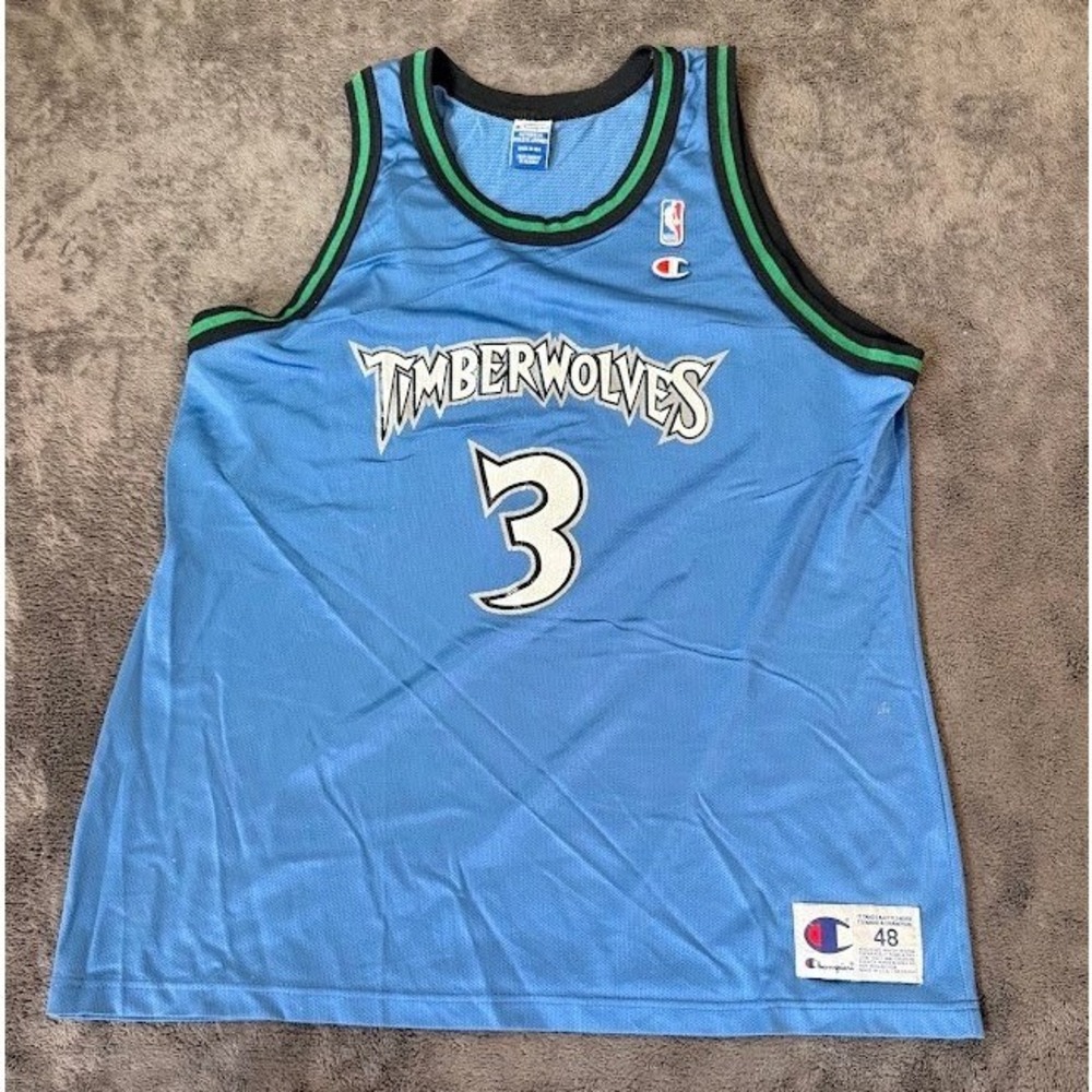 Vintage Champion Minnesota Timberwolves Stephon Marbury #3 Jersey Blue Mens 48